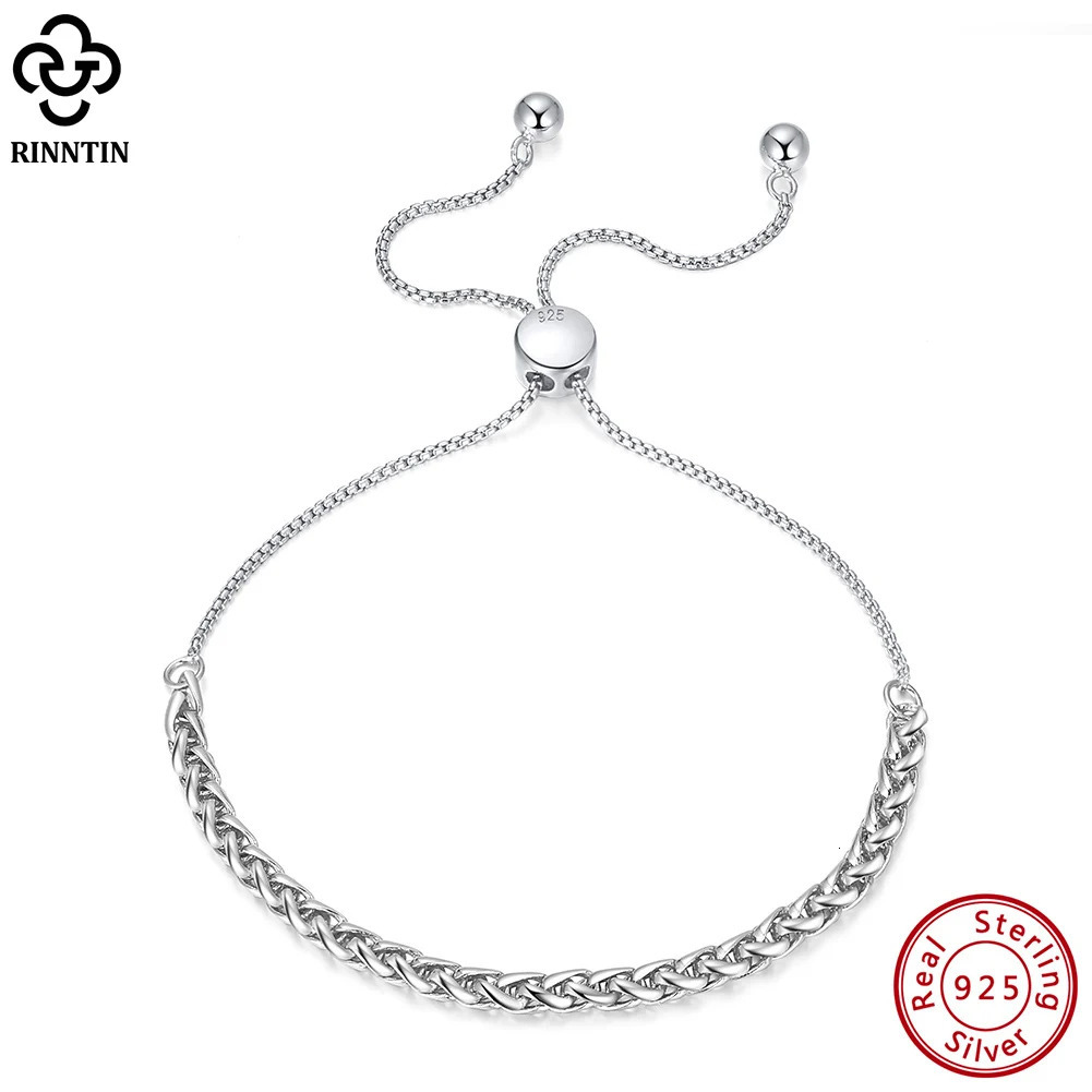 Rinntin S925 Silver Italian 3mm Chopin Chain Bracelet for Women Fashion Adjustable Handmade Minimalist Accessories Gift SB126 241214