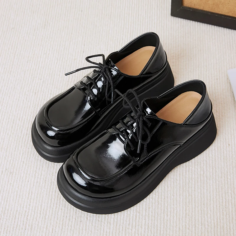 AIYUQI Loafers Female Genuine Leather Spring Platform Ladies Shoes Large Size Lace-up Strap Women's Shoes