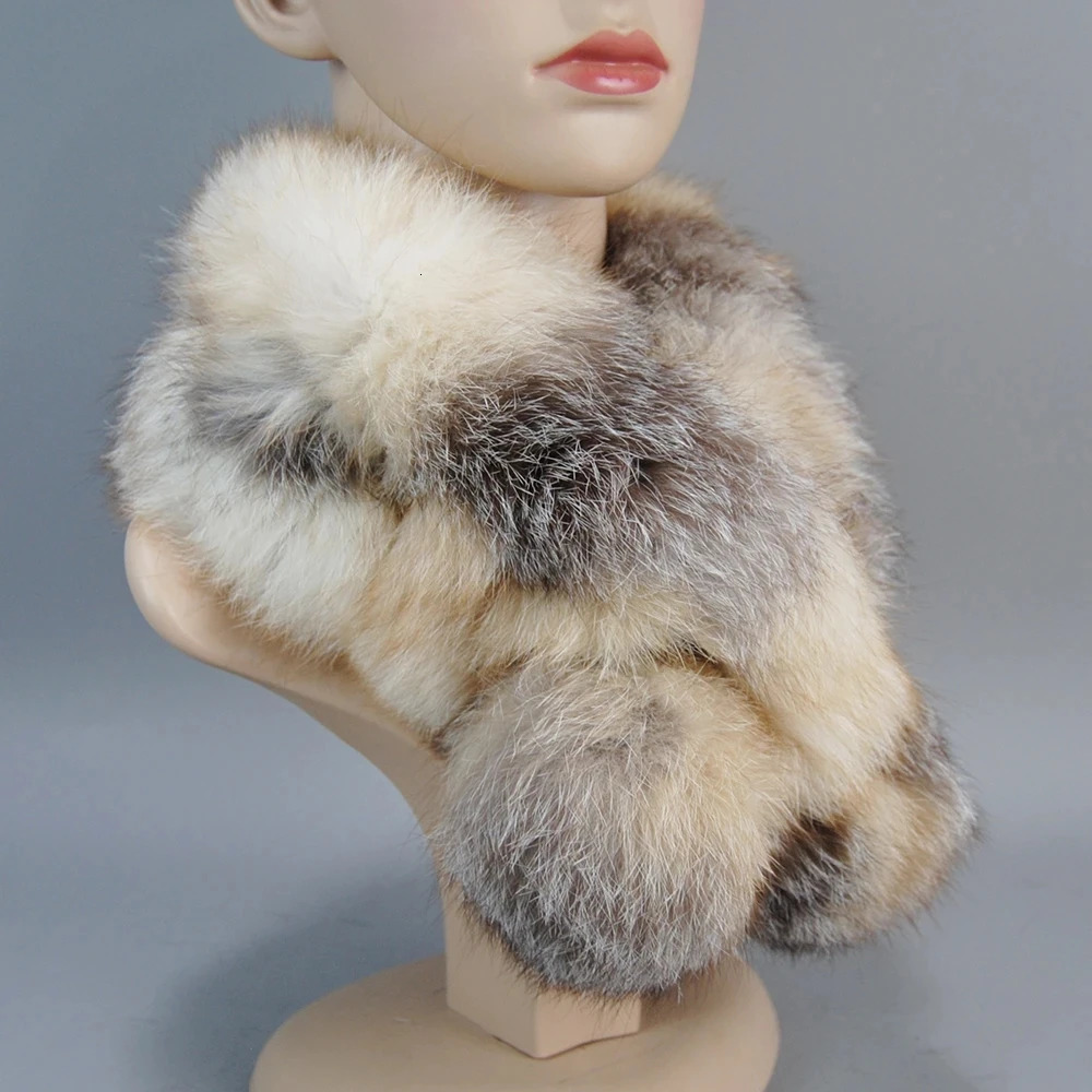 Women Winter Real Fur Scarf 100% Natural Fox Fur Fashion Warm Soft Neckerchief Wholesale Pompom Fur Scarves Headbands 241220