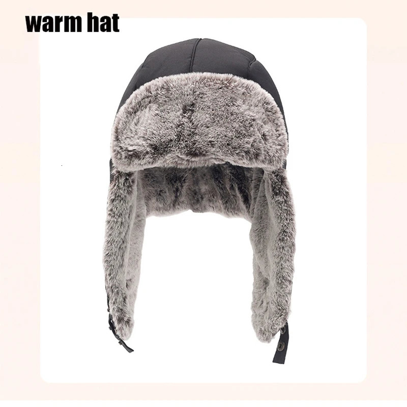 Winter Trend Lei Feng Hat for Men and Women Fluffy Thick Warm Ear Protection Outdoor Work Hiking Skiing Hat 241220