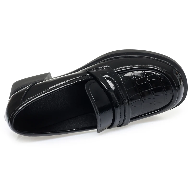 Women Loafers Non-slip Thick Heel Casual British Women Spring Shoes Lace-up Genuine Leather Women Shoes Medium Heel
