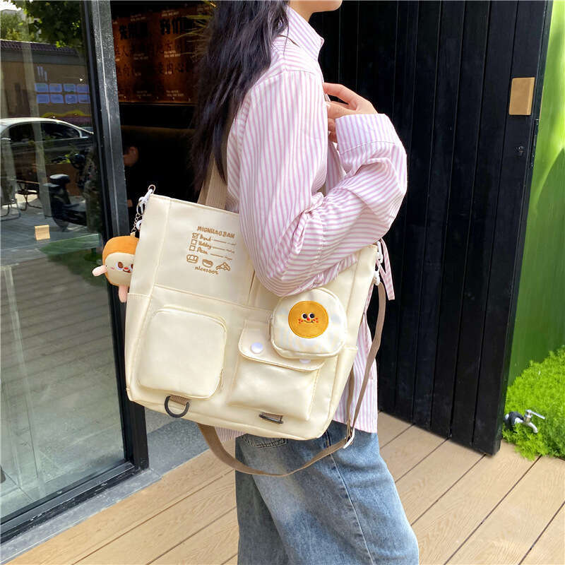 2024 New Nylon Large Capacity Crossbody Bag for Primary School Students' Classroom Tutoring Handheld Fashionable and Versatile Single Shoulder To