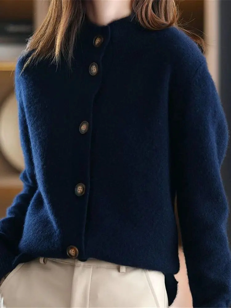 Autumn Fashion Korean Cashmere Sweater Vintage Sweaters Cardigan for Women Winter Trend Knitted Tops Cardigans Woman 241220