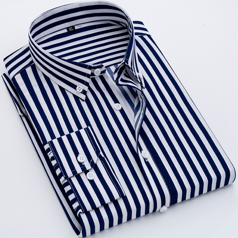 M12212 Men's light mature style striped shirt drape long sleeves