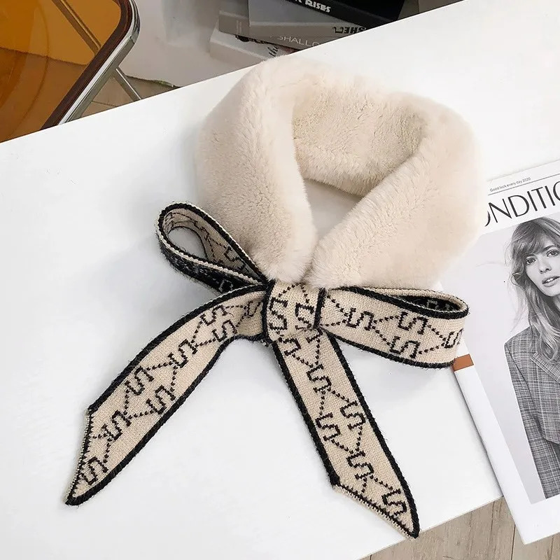 Women Fluffy Rabbit Fur Ring Scarf Winter Real Natural Rabbit Fur Scarves Ladies Warm Rabbit Fur Wrap Mufflers 241220