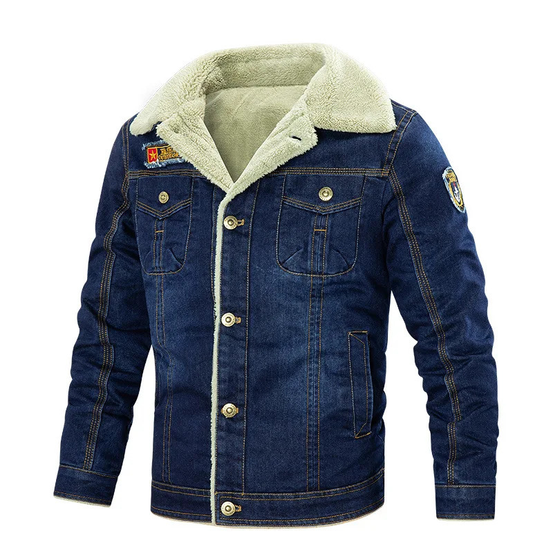 7XL-M Mens Denim Jacket Winter Mens Wool Thick Thermal Jacket Denim Coat Multi Pocket Denim Clothing Mens Outdoor Jackets 241216