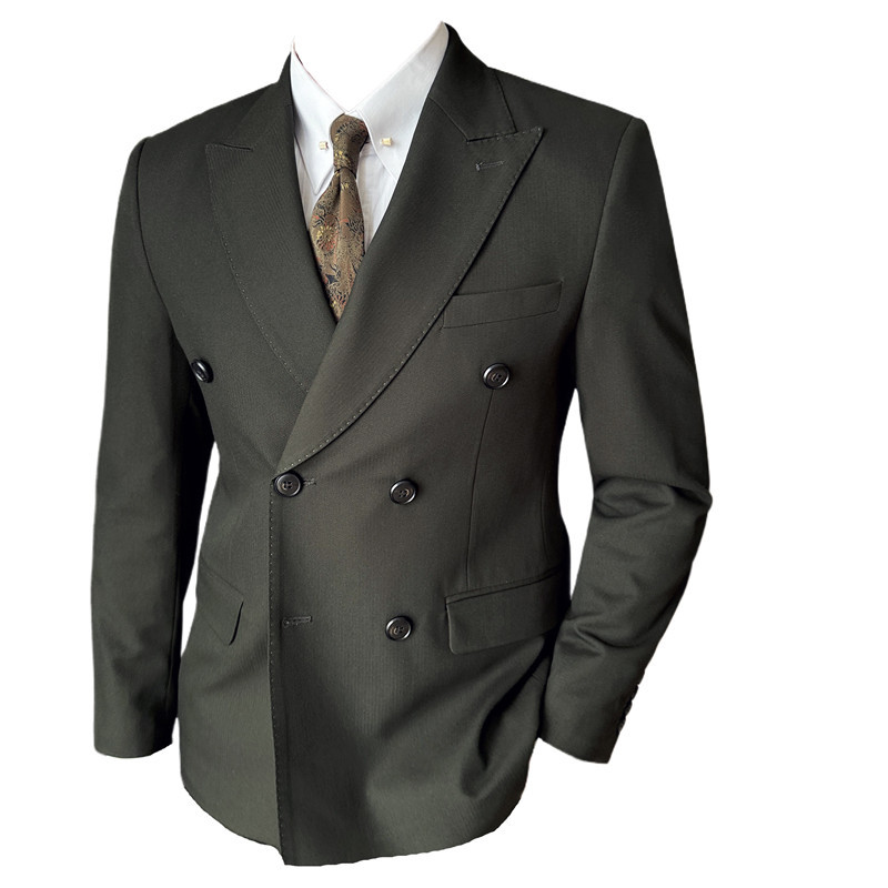 3372 Men's Slim Fit Dark Business Casual Suit Set - Professional Fashion for Work