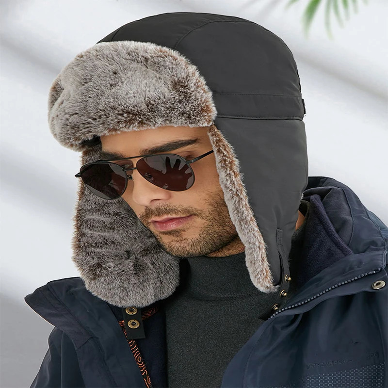 Winter Trend Lei Feng Hat for Men and Women Fluffy Thick Warm Ear Protection Outdoor Work Hiking Skiing Hat 241220