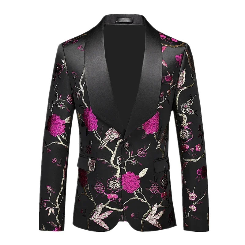 Mens Suit Jacket Wedding Party Flowers ed Dress Coat Fashion Slim Blazers Red Green Blue M6XL Tuxedo 241218