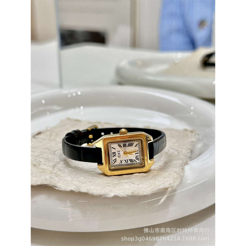 IEKE Super Hot Compact Square Belt for Women, Student, Simple British Style, Roman Design, Genuine Leather Quartz Watch