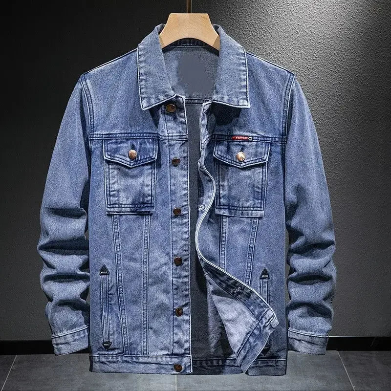 Denim Jackets Man Warm Trendy Loose Cow Coat for Men Padded Joker Outwear Aesthetic Winter Outerwear Size L On Board Y2k Worn 241216