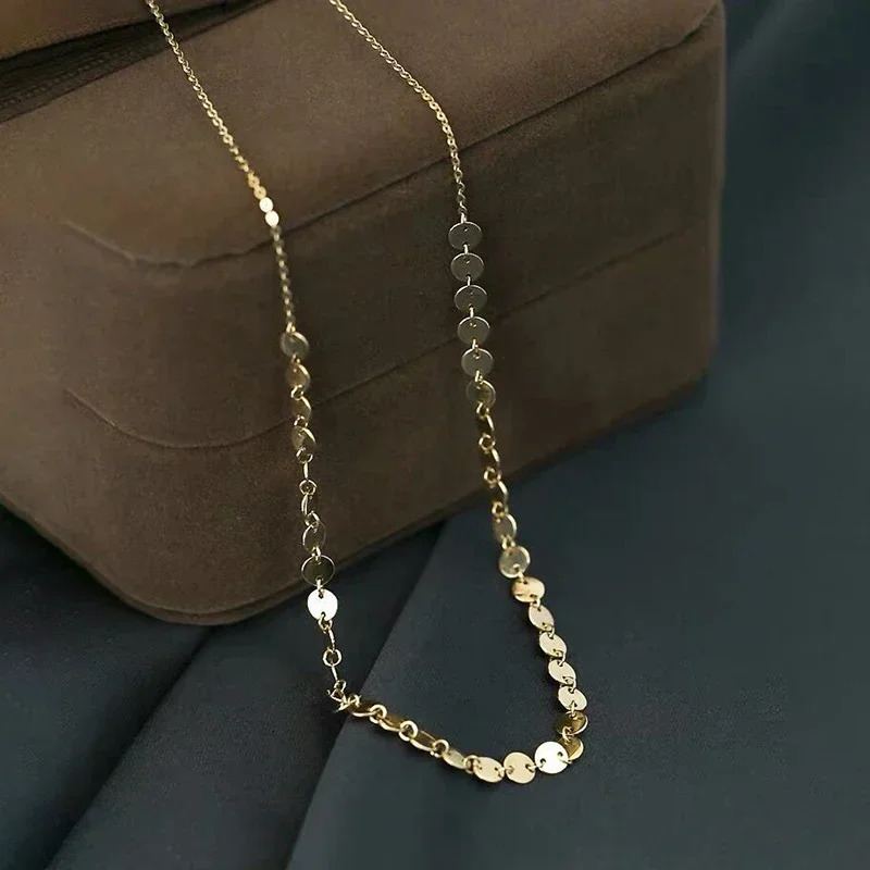 Real 925 Sterling Silver Disc Geometric Chokers Necklaces for Women Party Punk Fine Jewelry Minimalist Adjustable Accessories 241220