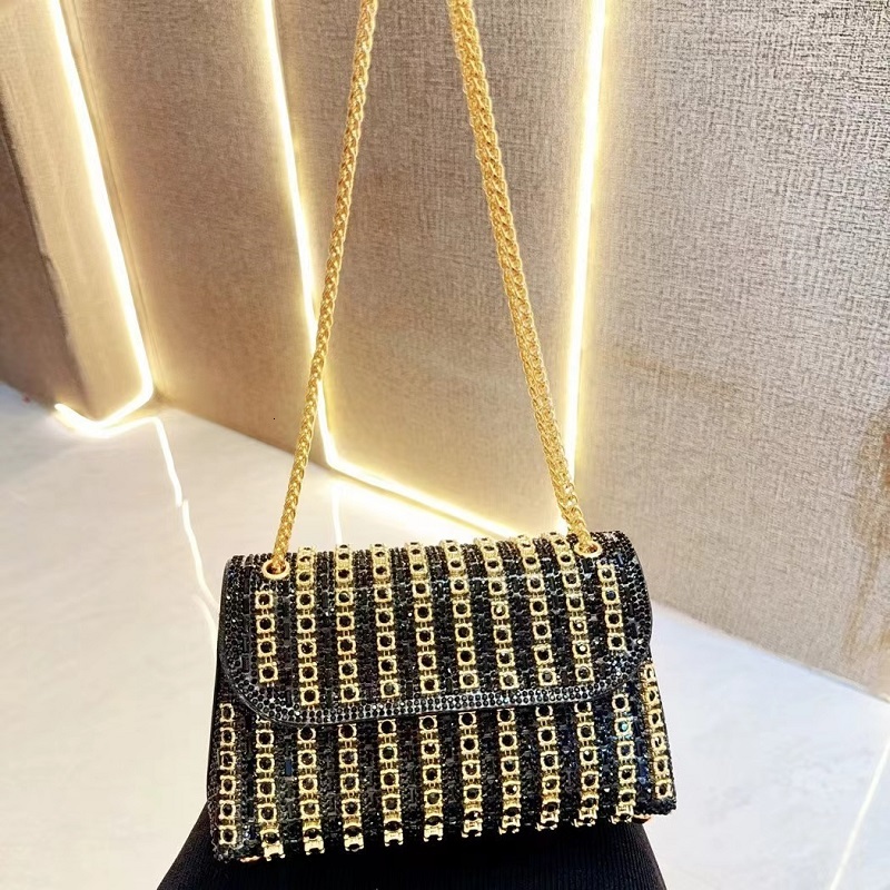 Women's Dinner Wedding Studded Dia Shoulder Crossbody Sequin Clutch Bag
