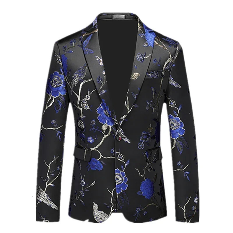 Mens Suit Jacket Wedding Party Flowers ed Dress Coat Fashion Slim Blazers Red Green Blue M6XL Tuxedo 241218
