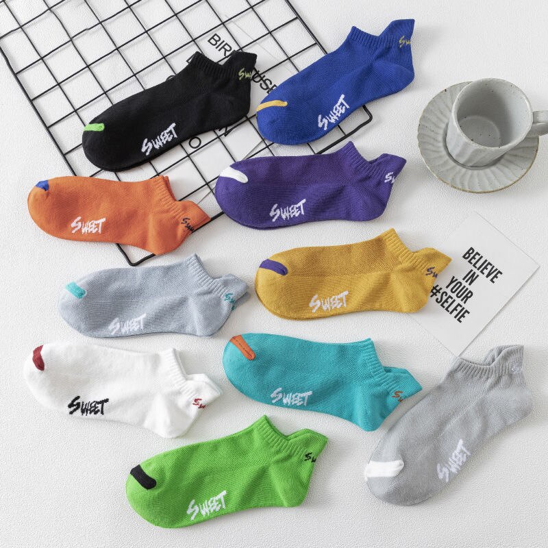 5 Pairs New Summer Cotton Men's Socks Short Thin Casual Mesh Breathable Boat Socks Fashion Comfortable Street Style Sockke Gift