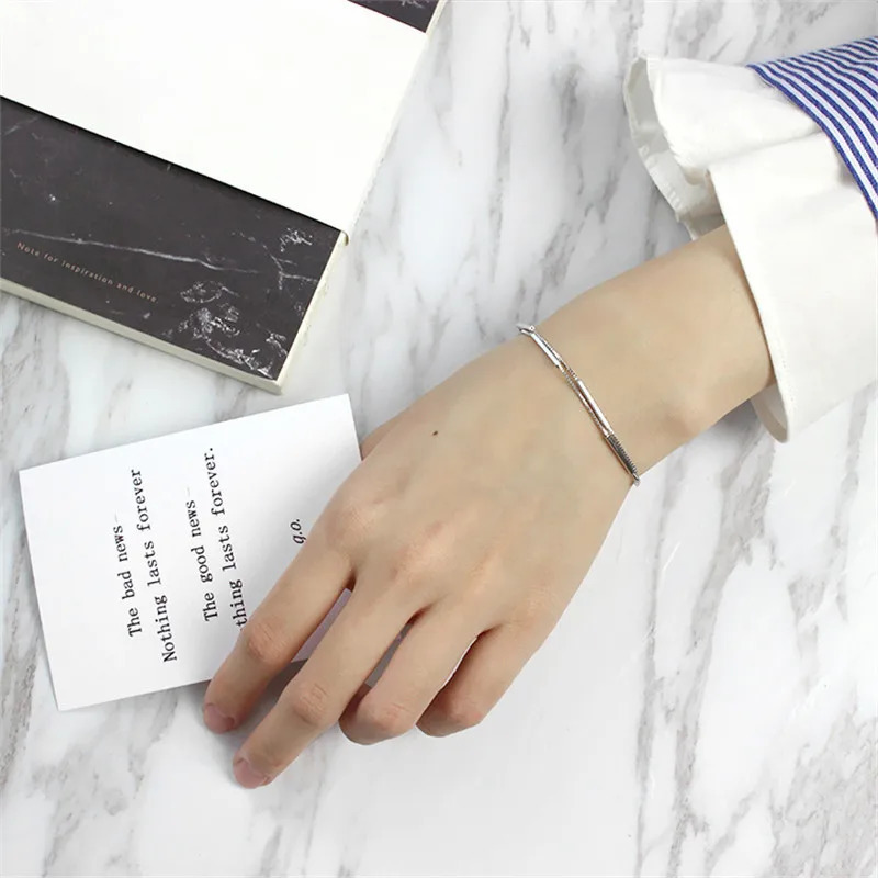 Real 925 Sterling Silver Multi Layer Chains Bracelets For Women Trendy Stick Bracelet Bangle Female Silver Jewelry On Hand 241220