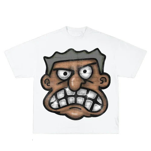 Y2K Cartoon Graphic Print T Shirt Men Women Harajuku Hip Hop Oversized Short Sleeve Casual Round Neck Tshirt Gothic 241217