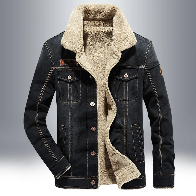 Men Winter Casual Denim Warm Fur Collar Jacket Men Fashion Clothes Lapel Single Breasted Fall Vintage Parkas Coats For Male 241216