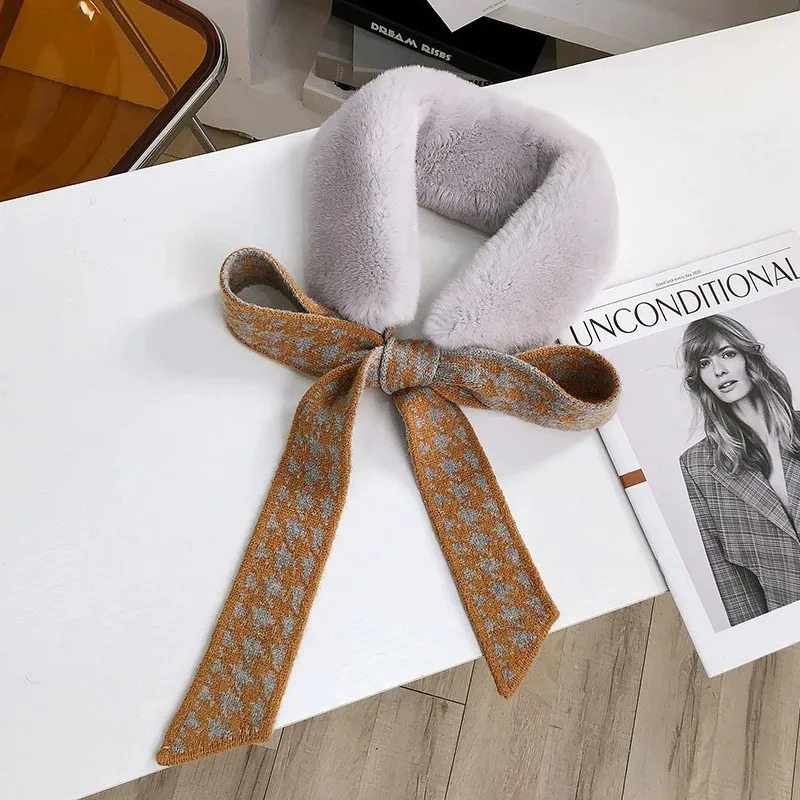 Women Fluffy Rabbit Fur Ring Scarf Winter Real Natural Rabbit Fur Scarves Ladies Warm Rabbit Fur Wrap Mufflers 241220