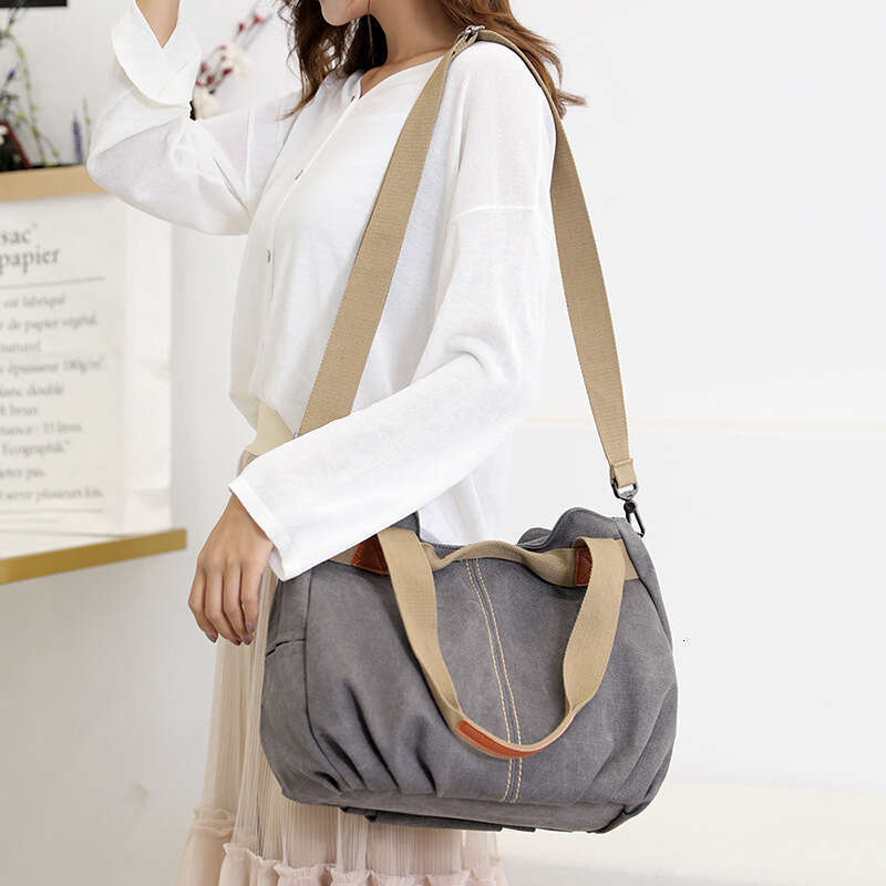 2019 Trendy Single Shoulder Crossbody Large Capacity Fashion Handbag Simple and Versatile Canvas Women's Bag