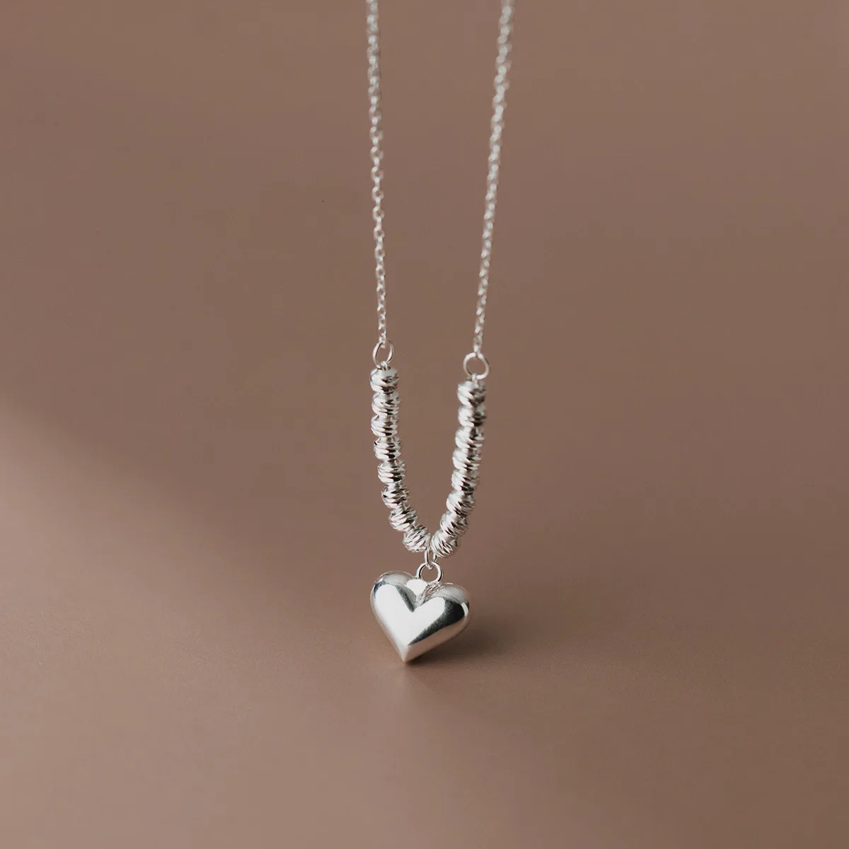 S925 Sterling Silver Classic Love Heart Choker Necklace Pendant for Women Beads Ball Silver Necklaces Wedding Party Jewelry Gift 241220