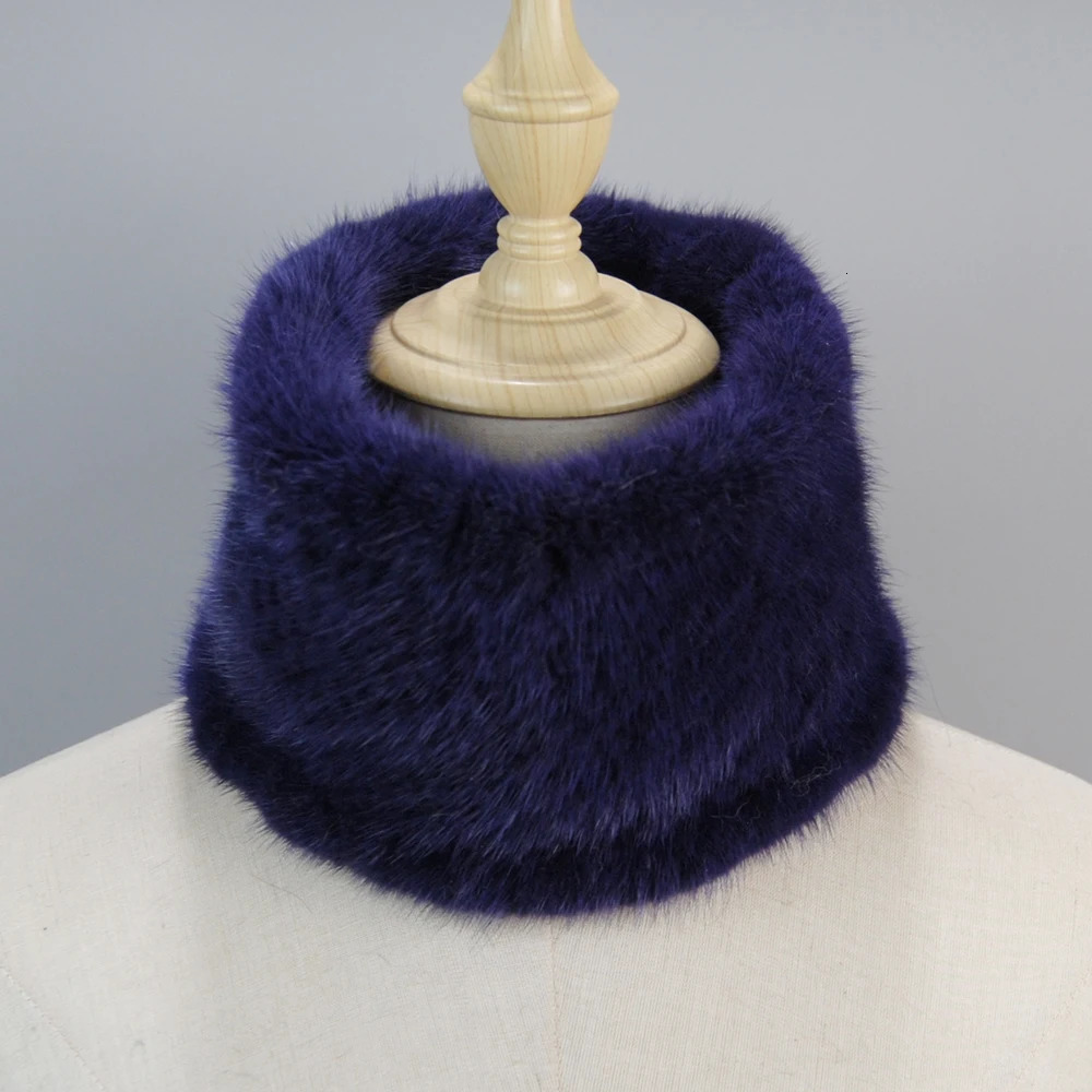 Winter Knitted Warmer Lady Genuine Ring Bandana Girl Good Elastic Scarves Natural Mink Fur HeadBands Winter Collars And Scarves 241220