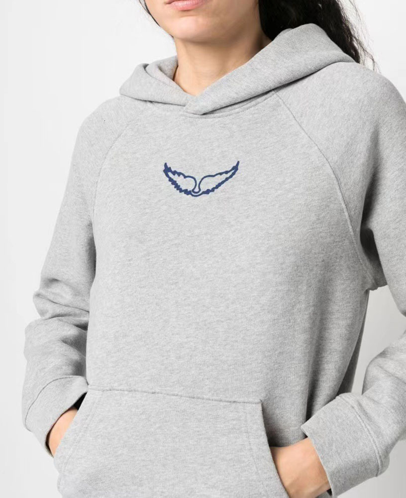 Hoodie For Women Long Sleeve Front Small Wing Back Letter Coconut Tree Printed Pocket Pullover Fleece Sweatshirt