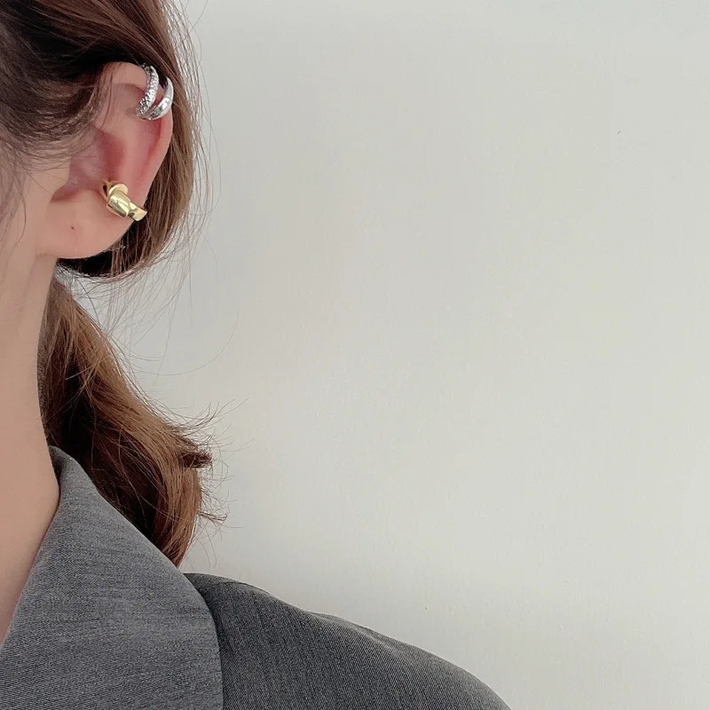 S925 Sterling Silver Piercing Earrings Korean Knot Ear Cuff Clip on Earrings for Women Girls Earcuff Jewelry Cool Punk 241220