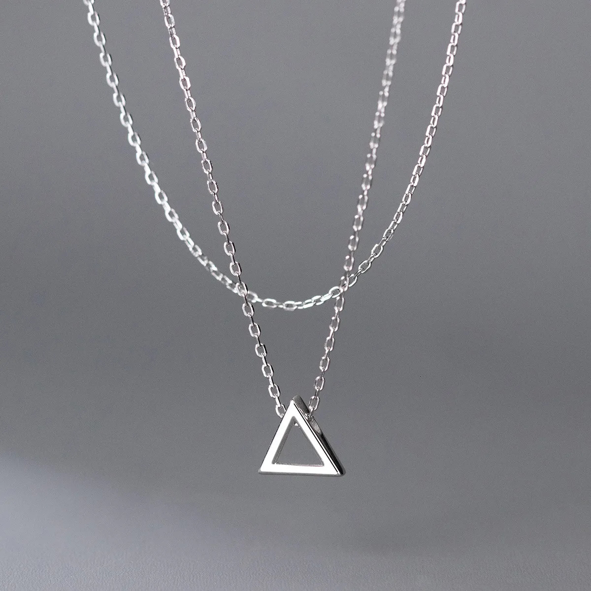 925 Sterling Silver Glossy Triangle Choker Necklace Pendant for Women Korean Geometry Charm Necklaces Wedding Party Jewelry Gift 241220