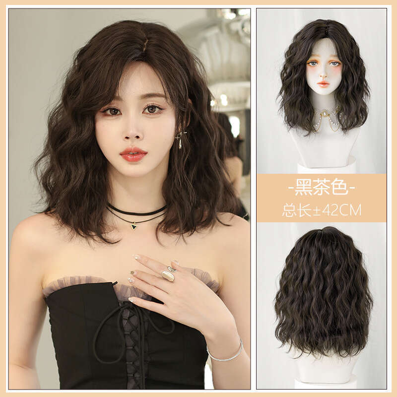 Summer New Women's Head Simulated Wool Short Hair Natural Full Top Curled Wig Set