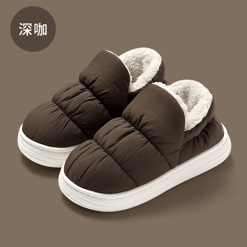 2025 winter new cotton slippers women bag with home thick soles and warm cotton shoes men go out with cotton shoes