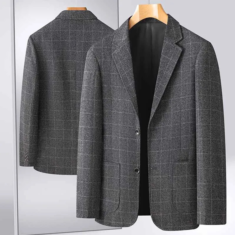 Mens Blazer Fashion Middle-aged Business Casual Professional Wear Casual Loose British Style Sub-trend Four Seasons Suit 241220