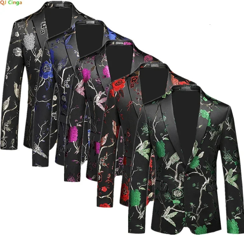 Mens Suit Jacket Wedding Party Flowers ed Dress Coat Fashion Slim Blazers Red Green Blue M6XL Tuxedo 241218