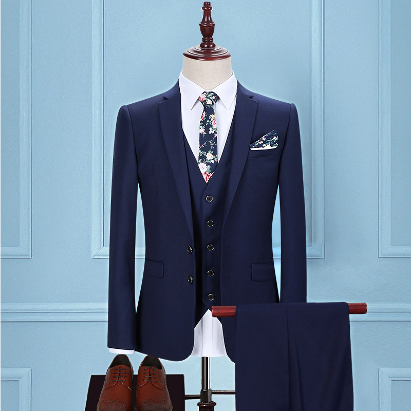 F12221Men's three-piece suit Korean style slim fit professional formal suit
