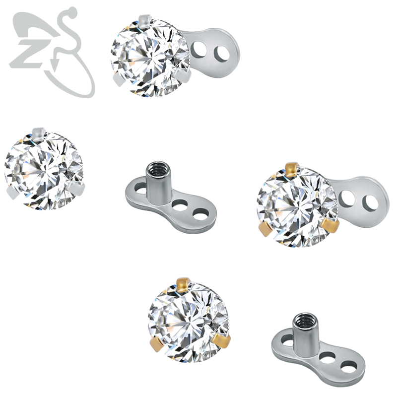 Zs 2Pcs/Lotto Cz Cr Cristallo Cuoio Rotondo Surcidi Dermici Piroli Dermici 316L…