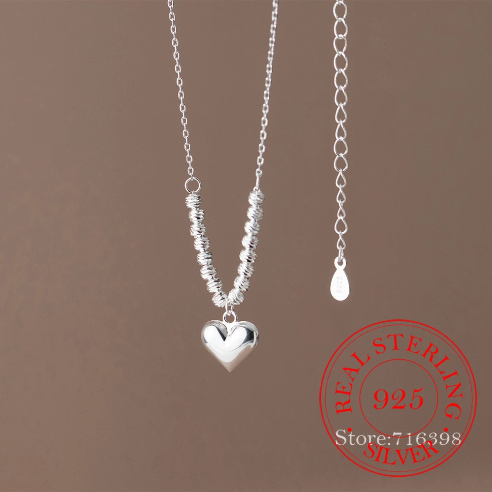 S925 Sterling Silver Classic Love Heart Choker Necklace Pendant for Women Beads Ball Silver Necklaces Wedding Party Jewelry Gift 241220