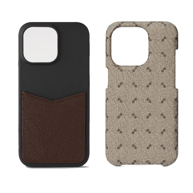 Designer Fashion Leather Phone Cases For iPhone 15 Pro Max 14 13 12 11 L Letter Brown Yellow Black Floral Back Cover Luxury Mobile Shell Full coverage Protection Case