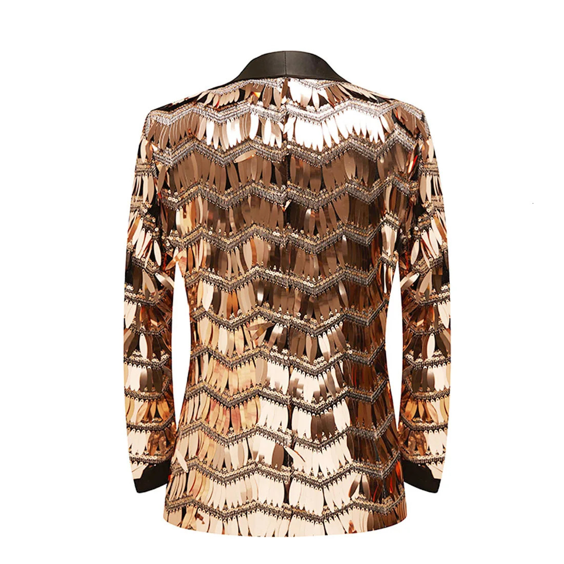Mens Singer Host Glitter Champagne Gold Sequins Suit Jackets Wedding Party Blazer Tuxedo Stage Concert Slim Tassel Coat Costume 241218