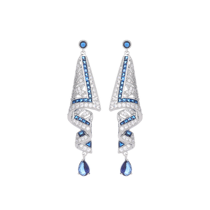 2025 Choucong Brand Dangle Earrings Vintage Jewelry 925 Sterling Silver Noble Water Drop Sapphire Gorgeous Party Women Tassels Wedding Earrng For Love