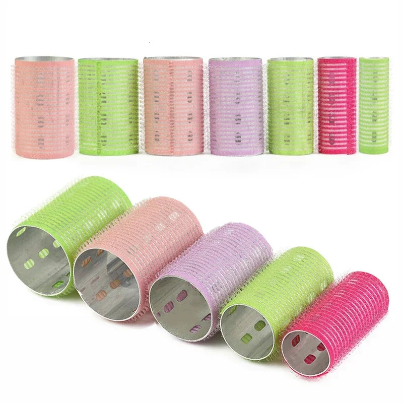12 pcs/set aluminum foil core nylon hair rollers fast heating big self grip curlers air bang tow self-adhesive curling bar 241220