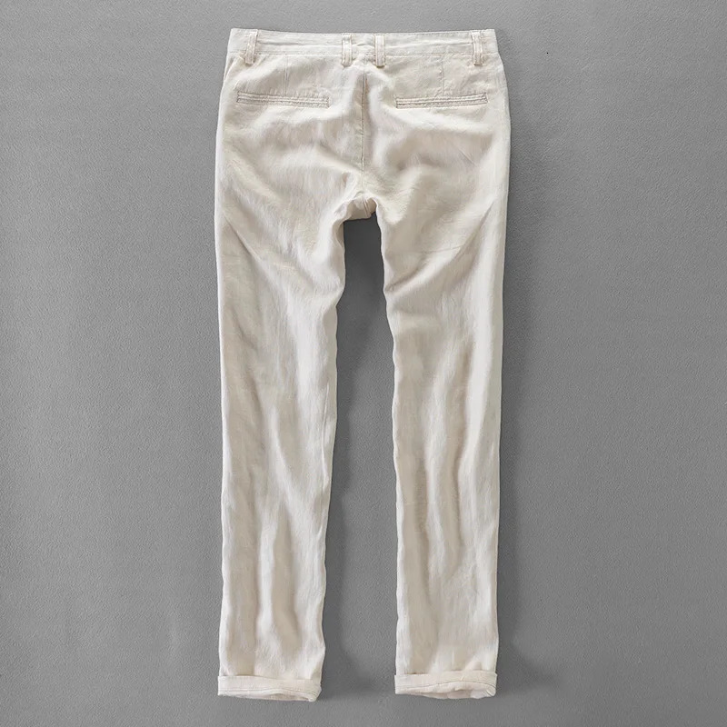 100% high-quality pure linen casual pants mens pants mens business fashion pants mens Pantalones Pantaloni Un Pantalon 241219