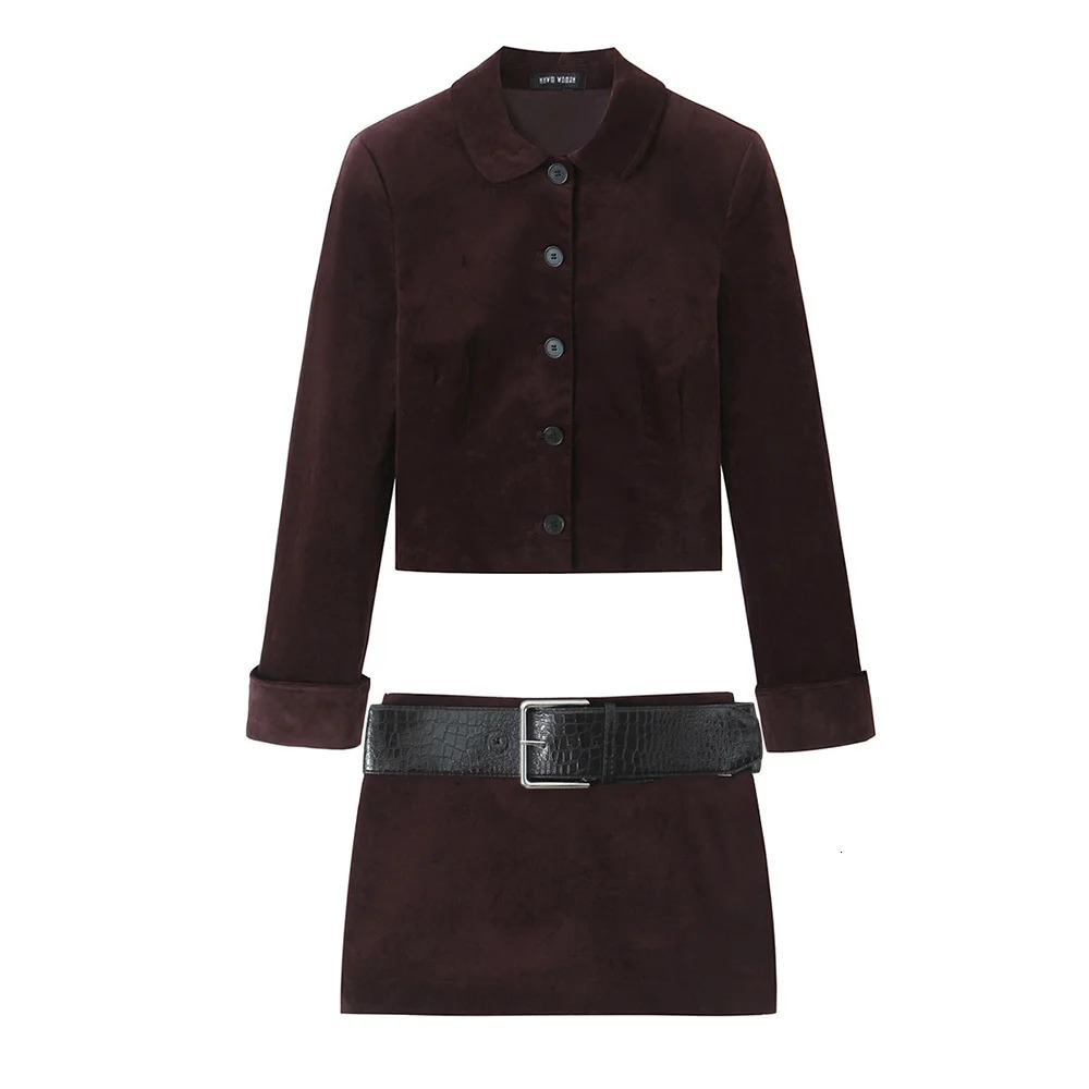 Autumn and winter fashionable womens clothing casual elegant sense velvet long sleeved suit jacket skirt set 241220