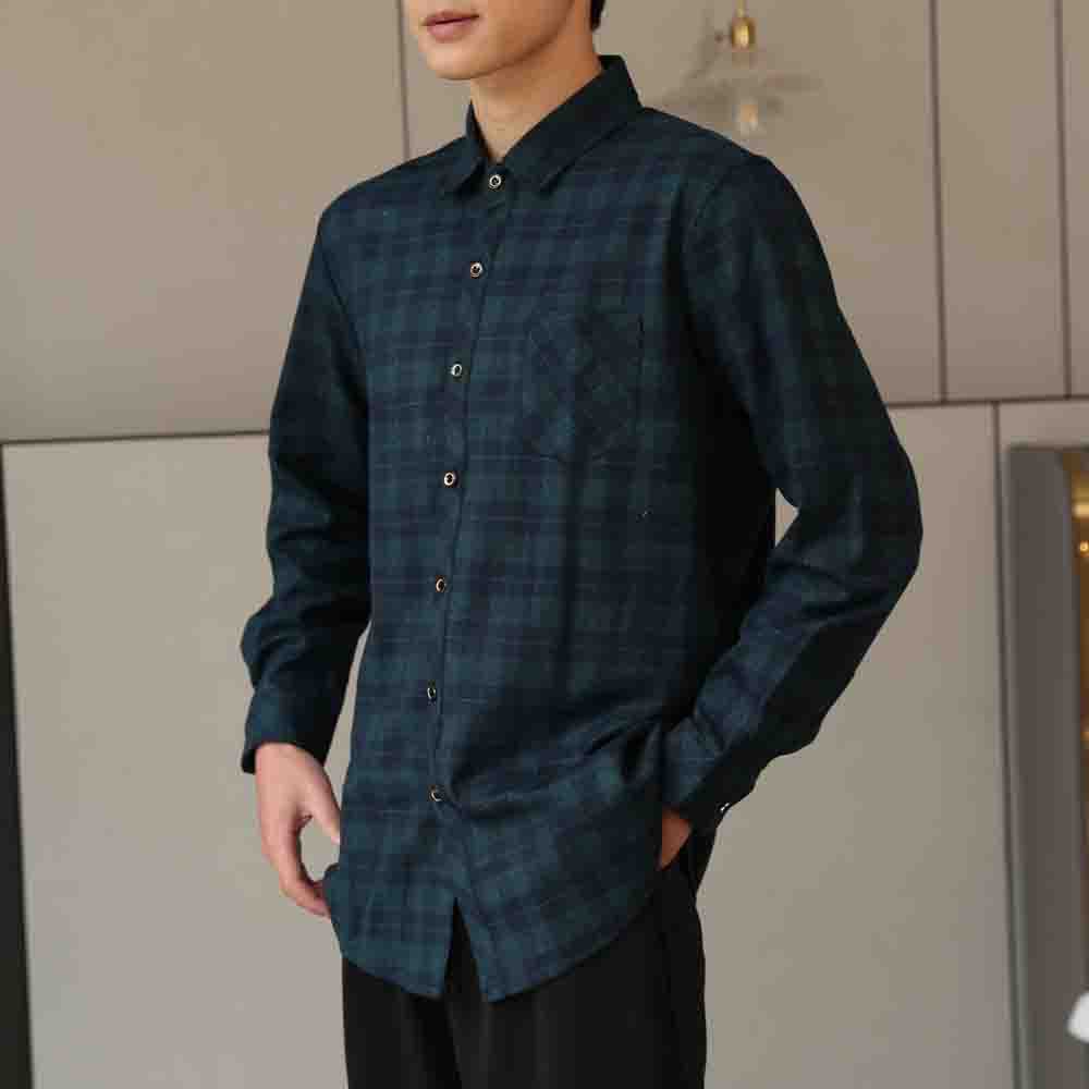 M12215 Men's spring and autumn lapel long-sleeved shirt men's middle-aged free ironing trendy slim fit