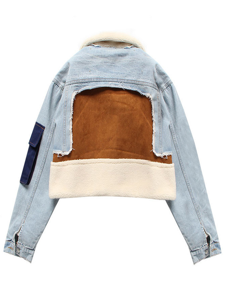 Full Sleeve Wool Waisted Turn Down Collar Women Slim Patchwork Woolen Coat Autumn New