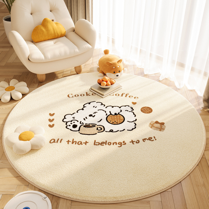 Round Carpet Living Room Light Floor Mat Free Maintenance Sofa Cushion Balcony Bedroom Rocking Swivel Chair Foot H260226