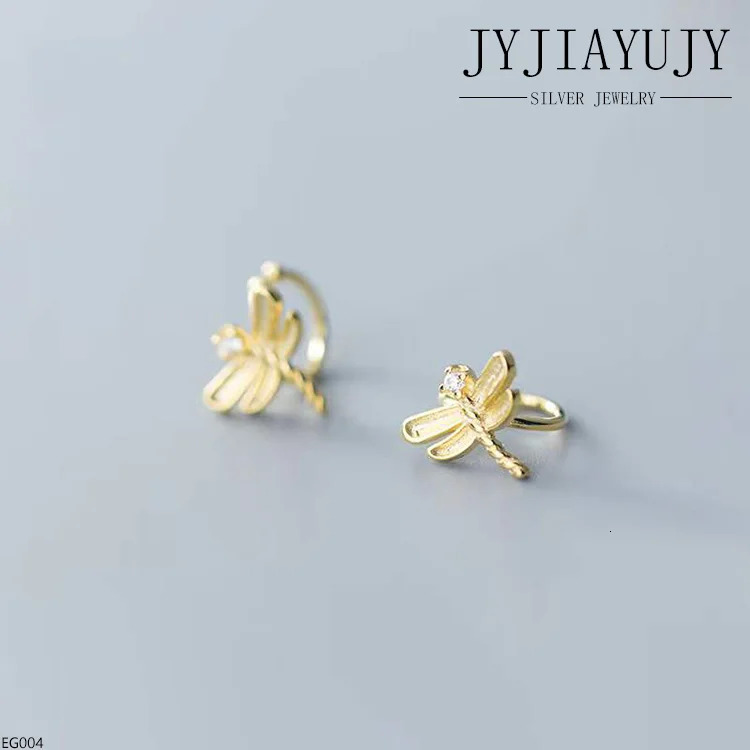 JYJIAYUJY 100% Sterling Silver S925 Ear Clip-Ons Earrings 2 Colors Dragonfly Shape Fashion Hypoallergenic Jewelry Gift EG004 241220
