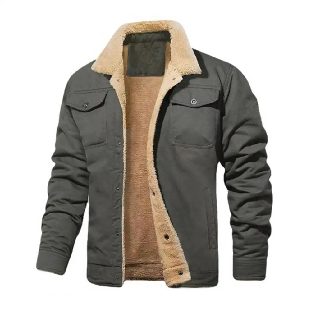 Mens Winter Jacket Fashion Mens Lapel Sherpa Fleece Lined Thicken Denim Jean Trucker Jacke Men Jeans Coats Clothing Jeans 241216