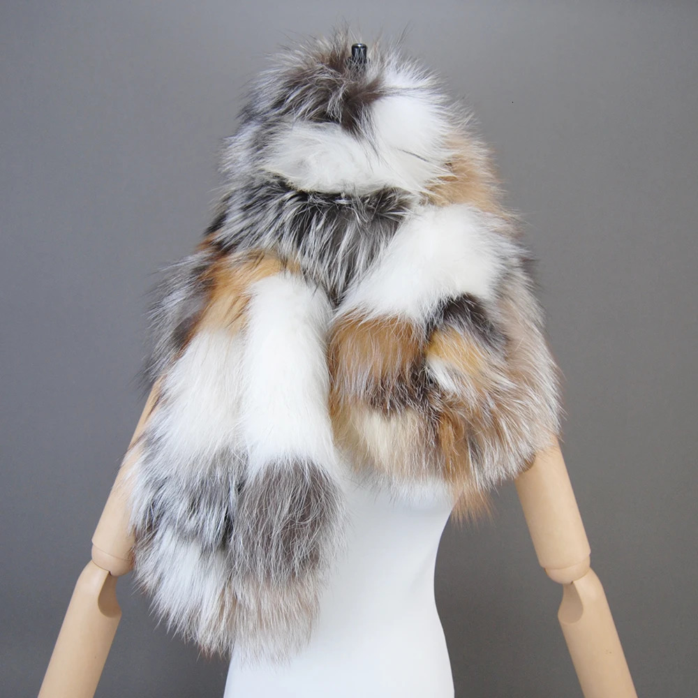 Women Winter Warm Natural Fox Fur Scarf Ring Knit Real Fox Fur Lady Fashion Neckerchief Scarves Women Real Fur Bandana 241220