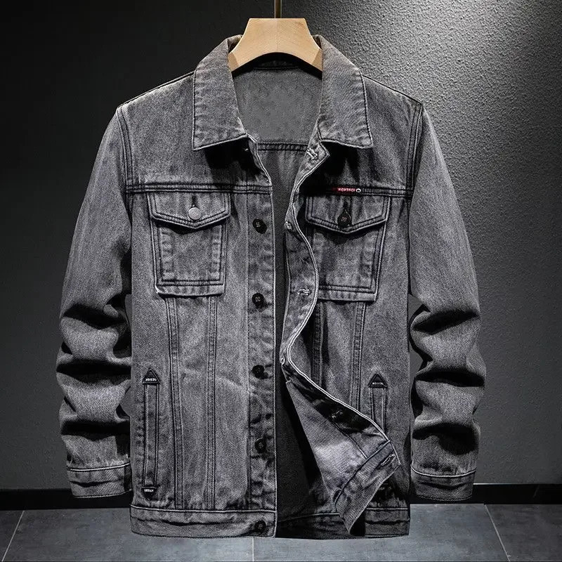 Denim Jackets Man Warm Trendy Loose Cow Coat for Men Padded Joker Outwear Aesthetic Winter Outerwear Size L On Board Y2k Worn 241216