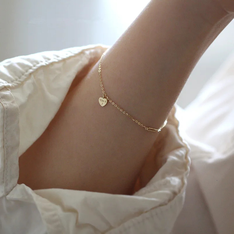 925 Sterling Silver Bracelet Letters I Love You Bracelet Heart Delicate Chain Bracelet Fashion And Minimalist Accessories Gift 241220